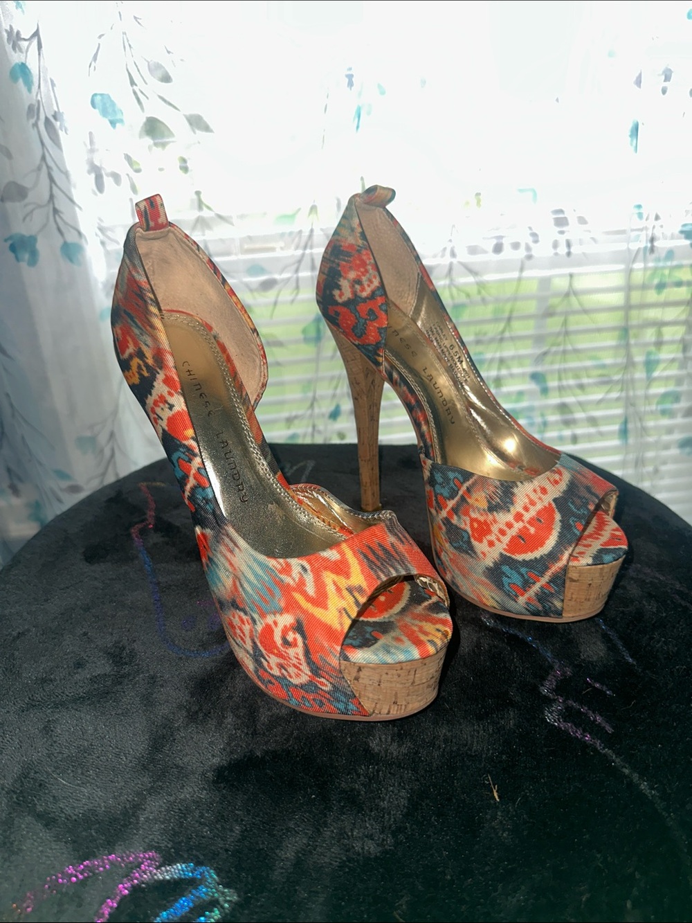 Chinese Laundry Multicolor Peep-Toe Platform Heels